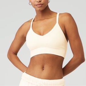 Alo Seamless Ribbed Low Back Bra - Ivory S